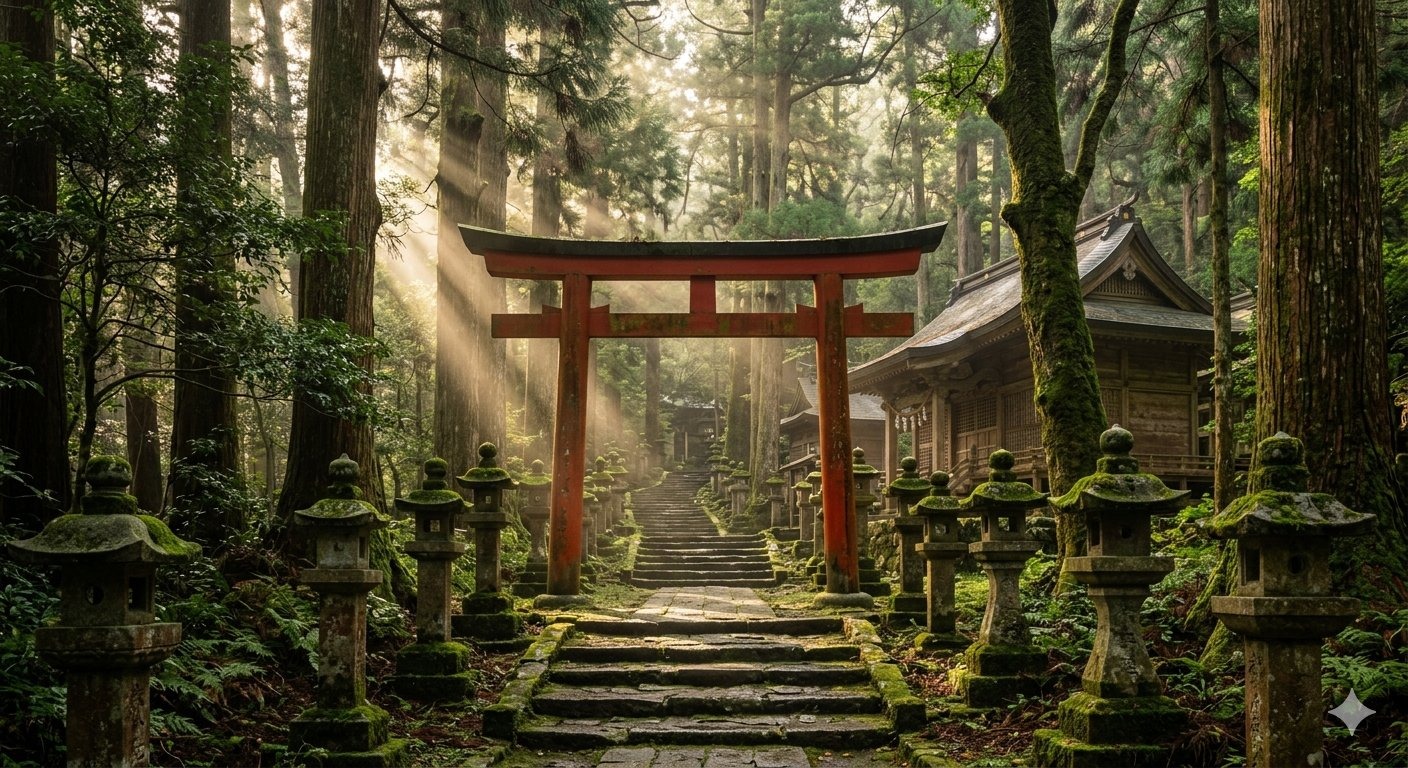 Homangu Kamado Shrine on Mount Homan in Dazaifu, Fukuoka — a 1350-year-old matchmaking shrine that gained new fame through the Demon Slayer phenomenon