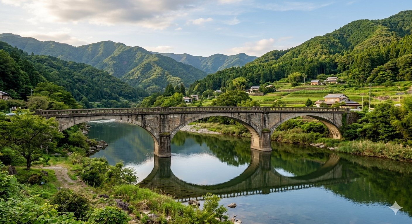 Old Chichibu Bridge in Saitama — the arched concrete bridge that recurs throughout the emotional drama Anohana