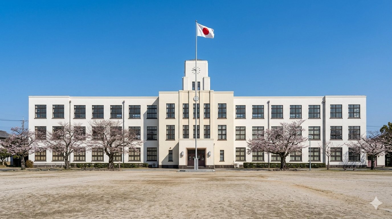 Old Toyosato Elementary School in Shiga — the 1937 Vories-designed Western brick school whose music room was preserved as a fan tribute to the K-On! music anime