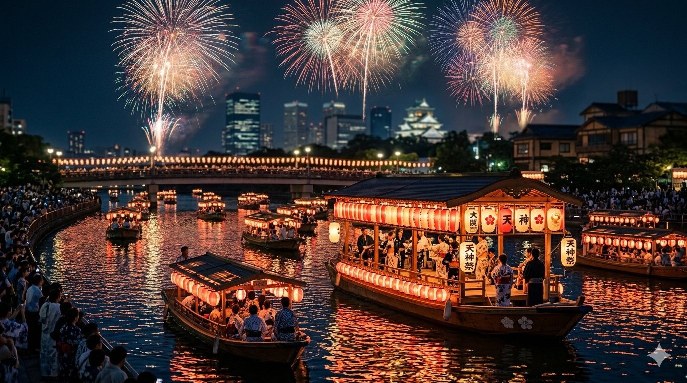 Tenjin Matsuri — Osaka's millennium-old river festival with fireworks