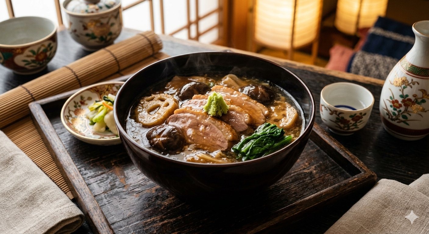 Kanazawa jibuni — samurai-era duck stew with glossy flour-thickened sauce