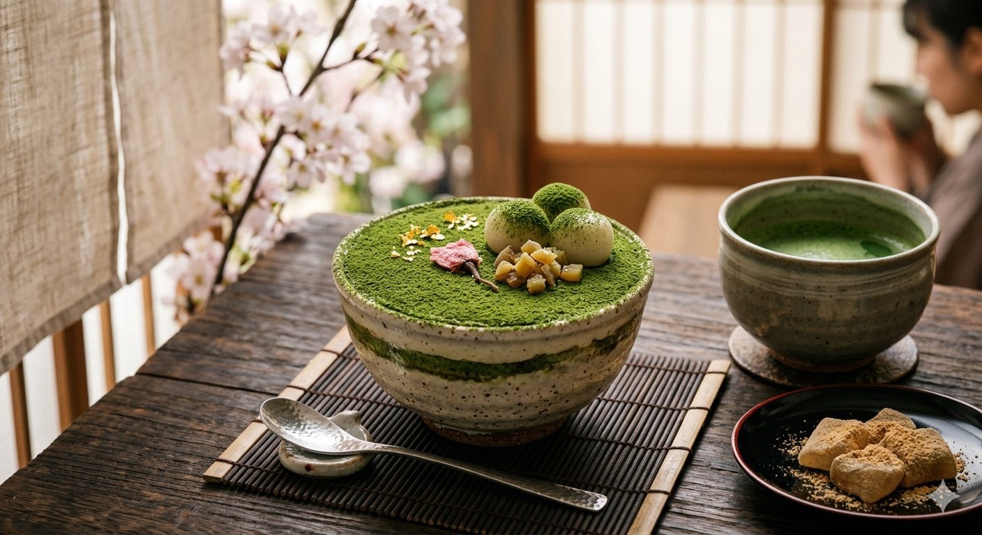 Matcha sweets and tea in Uji Kyoto near Byodo-in